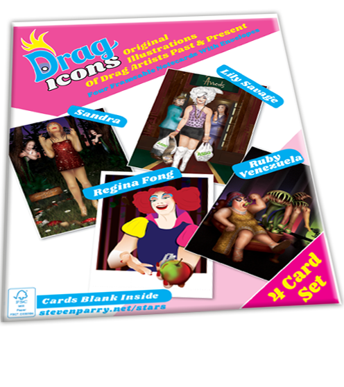 Drag Icons 4 Card Set 1 Includes Lily Savage, Regina Fong, Sandra, Ruby Venezuela Cards